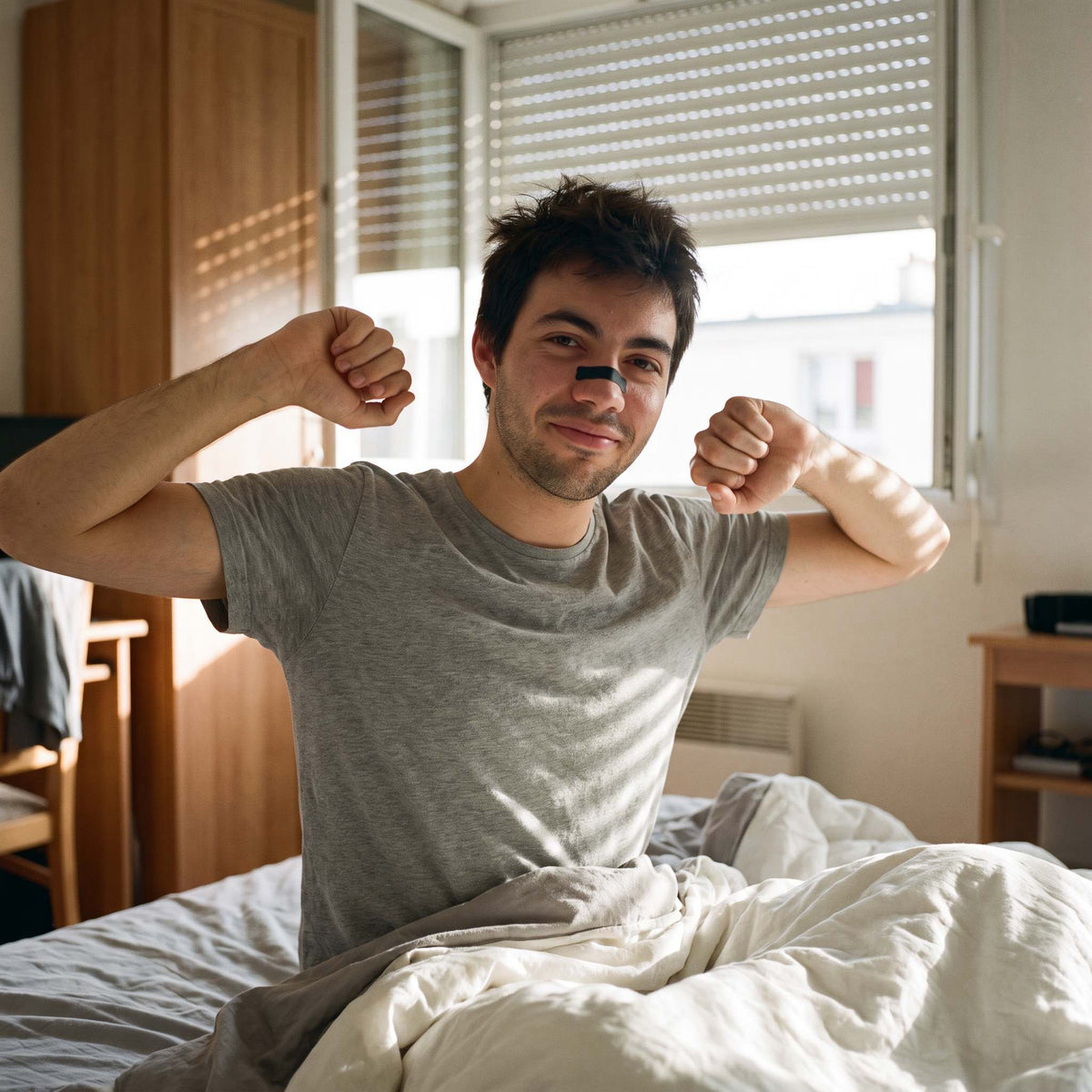 Réveil reposé avec la bandelette SomnIQ encore en place